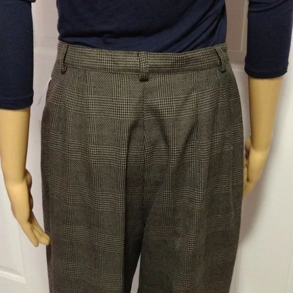 Vintage High Waist Dress Pants 90s Amanda Smith Brown Houndstooth Trousers NWT - Picture 6 of 11